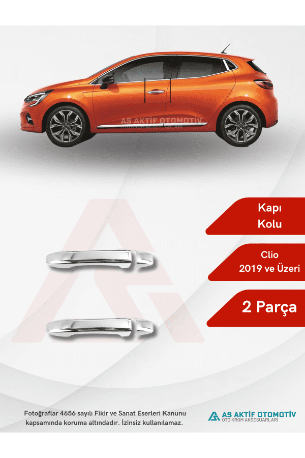 Renault Clio 5 HB 5D Kapı Kolu (Ön 2 Parça) 2 Parça 2019 ve Üzeri Krom Paslanmaz Çelik