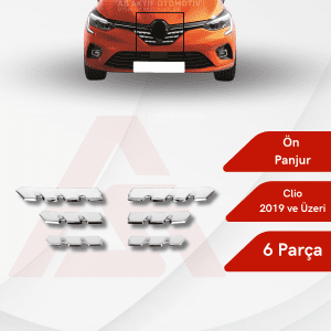 Renault Clio 5 HB 5D Ön Panjur 6 Parça 2019 ve Üzeri Krom Paslanmaz Çelik