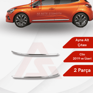 Renault Clio 5 HB 5D Ayna Alt Çıtası 2 Parça 2019 ve Üzeri Krom Paslanmaz Çelik