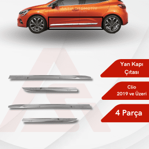 Renault Clio 5 HB 5D Yan Kapı Çıtası 4 Parça 2019 ve Üzeri Krom Paslanmaz Çelik