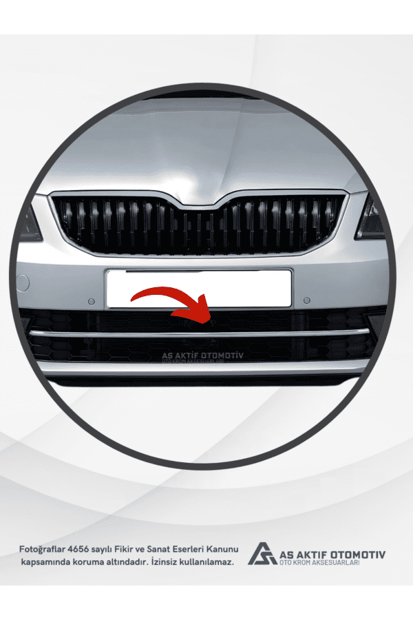 Skoda  Octavia 3 (A7) SD Ön Tampon Çıtası 2013-2017 Krom Paslanmaz Çelik