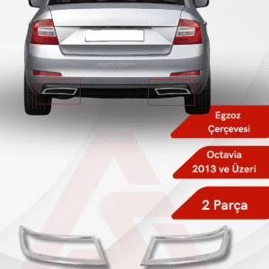 Skoda  Octavia 3 (A7) SD Egzoz Çerçevesi 2 Parça 2013 ve Üzeri Krom Paslanmaz Çelik