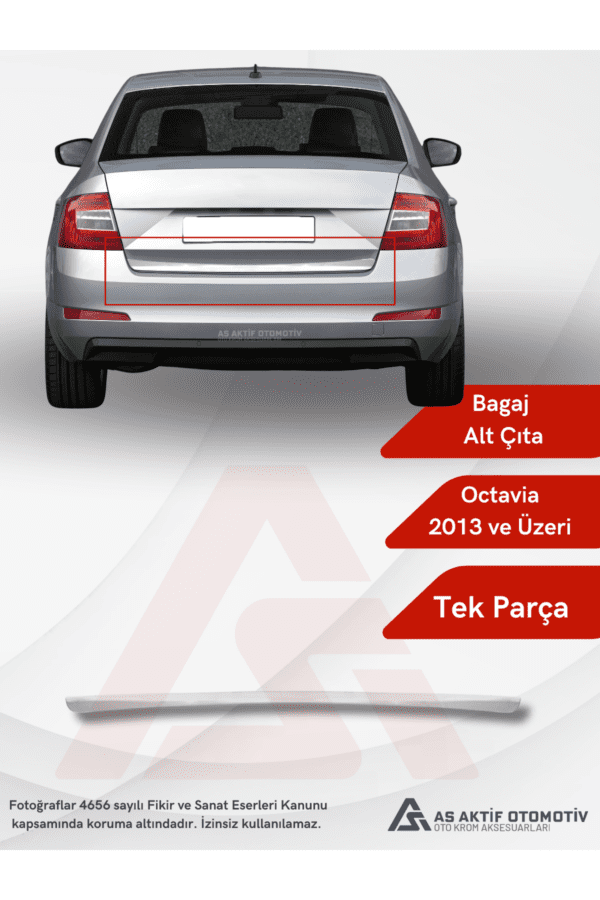 Skoda  Octavia 3 (A7) SD Bagaj Alt Çıtası 2013 ve Üzeri Krom Paslanmaz Çelik