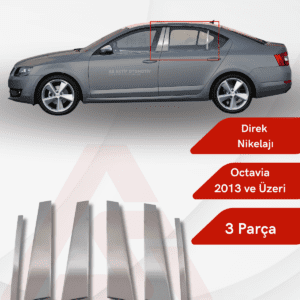 Skoda  Octavia 3 (A7) SD Direk Nikelajı 6 Parça 2013 ve Üzeri Krom Paslanmaz Çelik