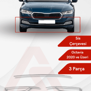 Skoda  Octavia 3 (A8) SD Sis Çerçevesi 3 Parça 2020 ve Üzeri Krom Paslanmaz Çelik