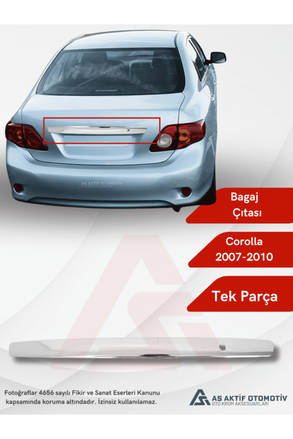 Toyota Corolla SD Bagaj Çıtası 2007-2010 Krom Paslanmaz Çelik