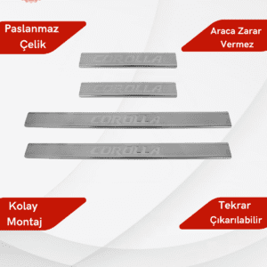 Toyota Corolla SD Kapı Eşiği 4 Parça 2007-2012 Krom Paslanmaz Çelik