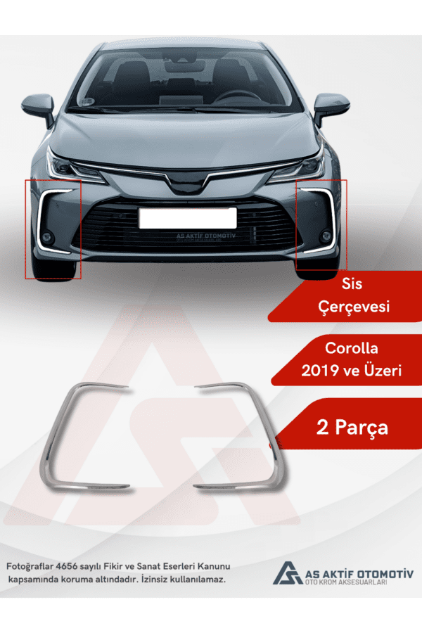 Toyota Corolla SD Sis Farı Çerçevesi 2 Parça 2019 ve Üzeri Krom Paslanmaz Çelik