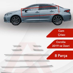 Toyota Corolla SD Cam Çıtası 8 Parça 2019 ve Üzeri Krom Paslanmaz Çelik