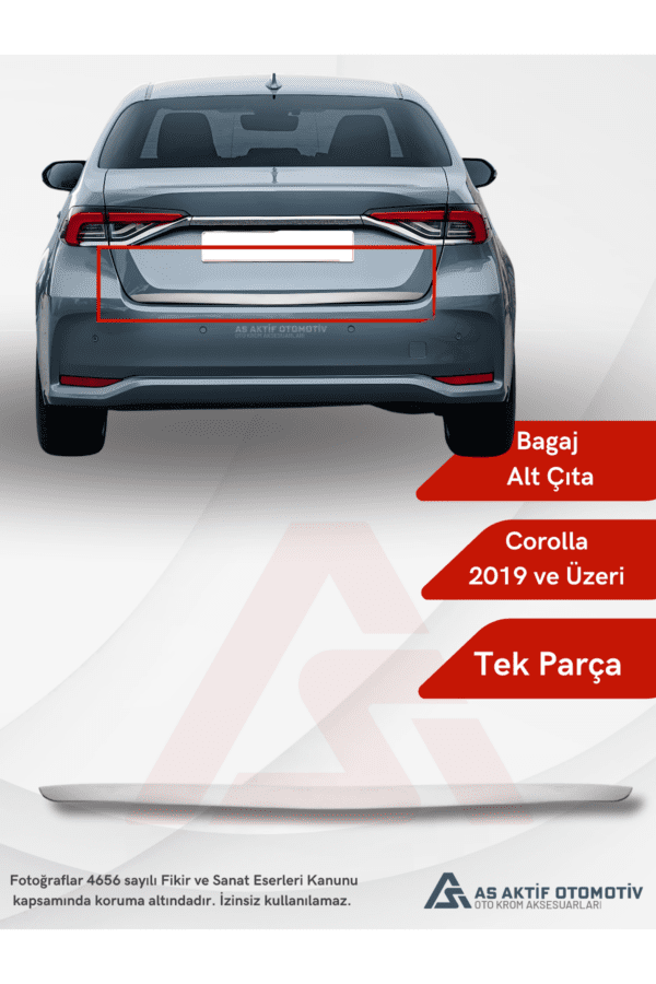 Toyota Corolla SD Bagaj Alt Çıtası 2019 ve Üzeri Krom Paslanmaz Çelik