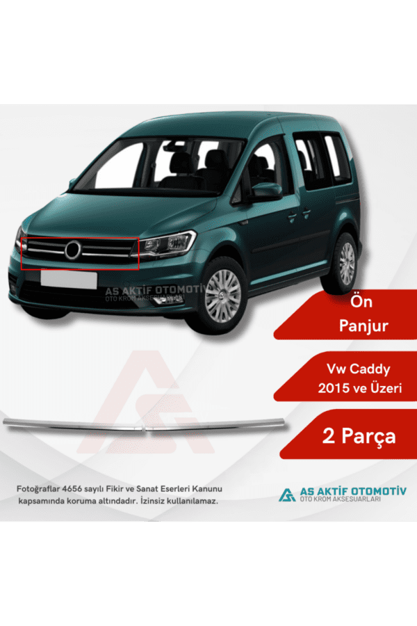 Volkswagen Caddy Mini Van Ön Panjur 2 Parça 2015 ve Üzeri Krom Paslanmaz Çelik