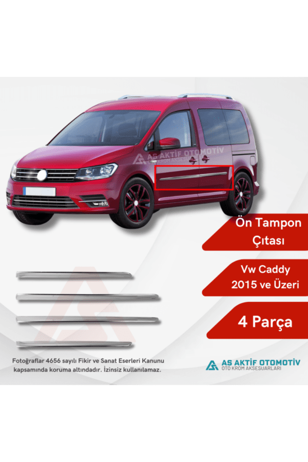 Volkswagen Caddy Mini Van Yan Kapı Çıtası 4 Parça 2015 ve Üzeri Krom Paslanmaz Çelik