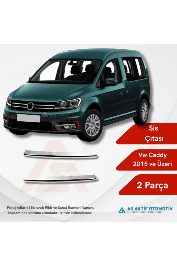 Volkswagen Caddy Mini Van Sis Farı 2 Parça 2015 ve Üzeri Krom Paslanmaz Çelik