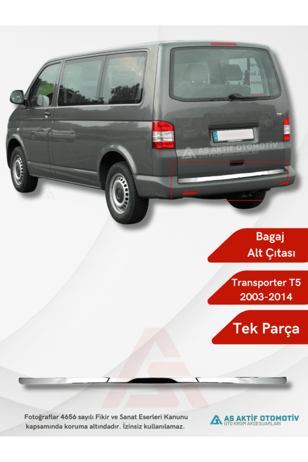 Volkswagen Transporter T5 Van Bagaj Alt Çıtası 2003-2014 Krom Paslanmaz Çelik