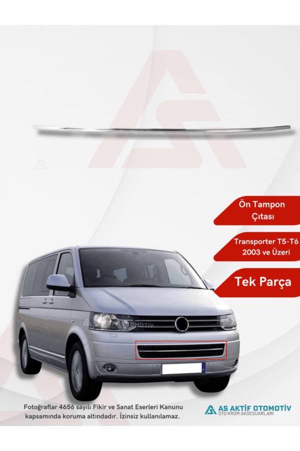 Volkswagen Transporter T5 Van Ön Tampon Çıtası 2 Parça 2003-2010 Krom Paslanmaz Çelik