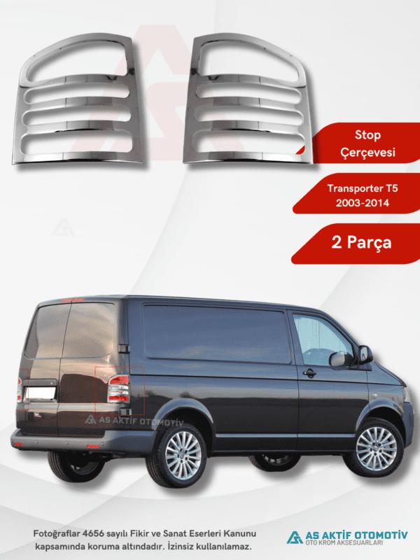 Volkswagen Transporter T5 Van Stop Çerçevesi 2 Parça 2010-2014 Krom Paslanmaz Çelik