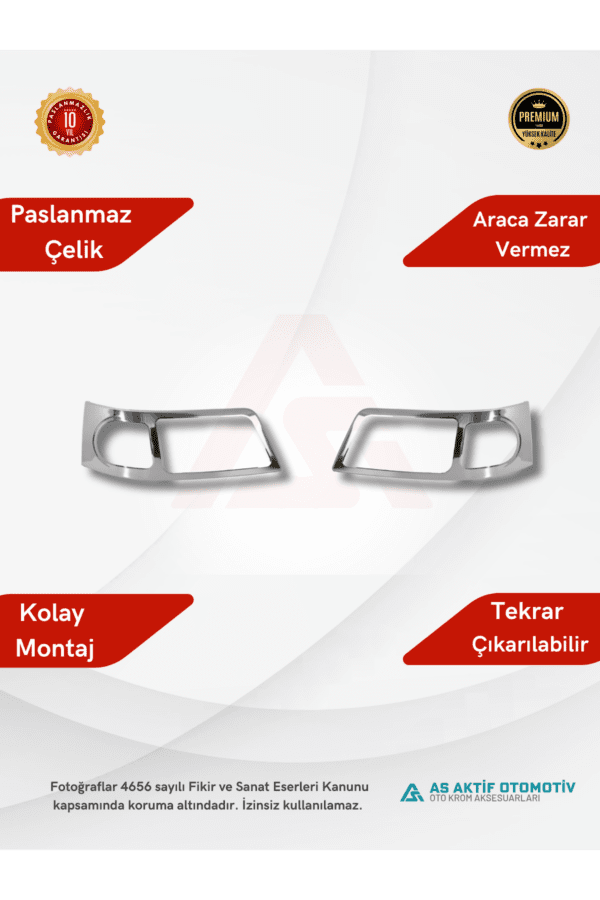 Volkswagen Transporter T5 Van Far Çerçevesi 2 Parça 2003-2010 Krom Paslanmaz Çelik