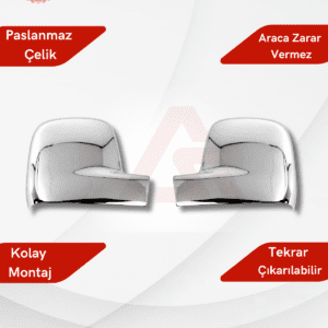 Volkswagen Transporter T5 Van Ayna Kapağı 2 Parça 2003-2010 Krom Paslanmaz Çelik