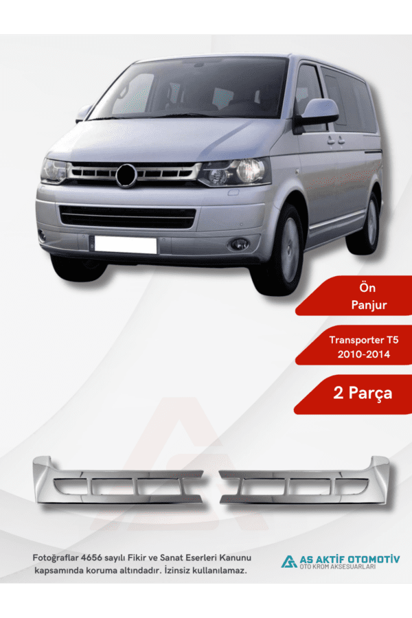 Volkswagen Transporter T5 Van Ön Panjur 2 Parça 2010-2014 Krom Paslanmaz Çelik