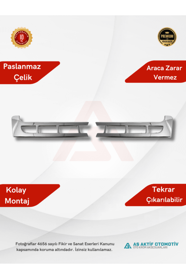 Volkswagen Transporter T5 Van Ön Panjur 2 Parça 2010-2014 Krom Paslanmaz Çelik