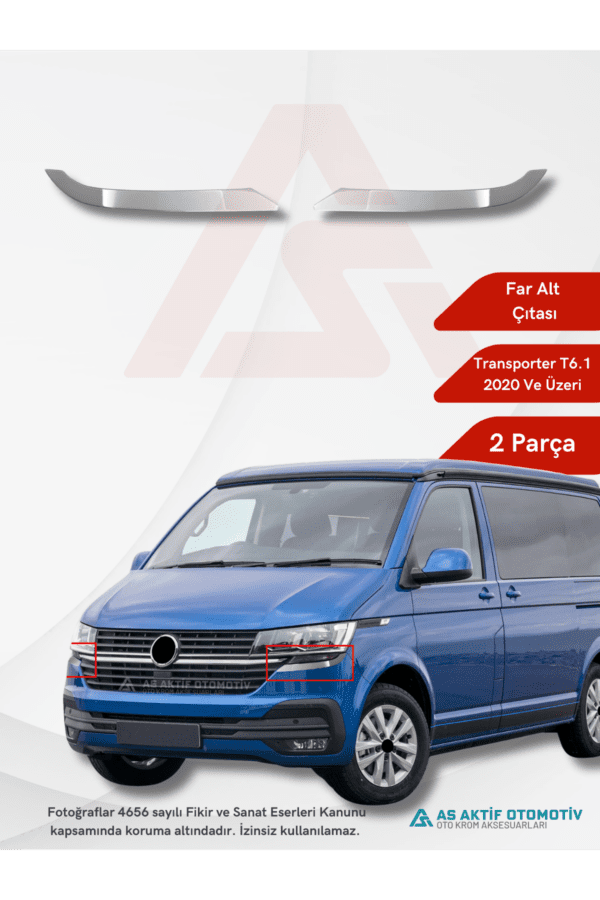 Volkswagen Transporter T6.1 Van Far Alt Çıtası 2 Parça 2020 ve Üzeri Krom Paslanmaz Çelik