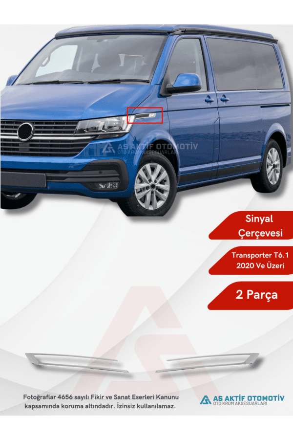 Volkswagen Transporter T6.1 Van Sinyal Çerçevesi 2 Parça 2020 ve Üzeri Krom Paslanmaz Çelik